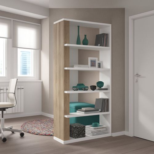 Libreria verticale bianca e rovere 90x180h cm - Eolo