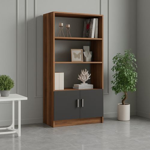Libreria verticale noce e antracite 63x140h cm - Patty