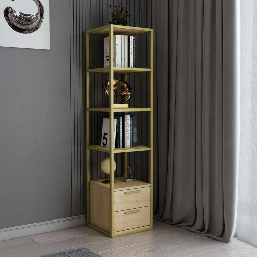 Libreria verticale oro e quercia 39x169h cm - Arsim