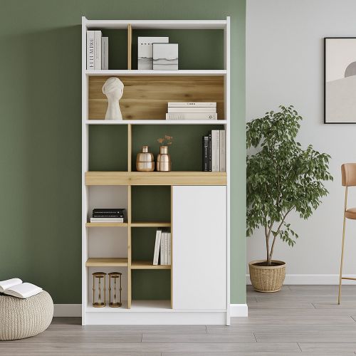 Libreria verticale quercia e bianca 75x170h cm - Gaston