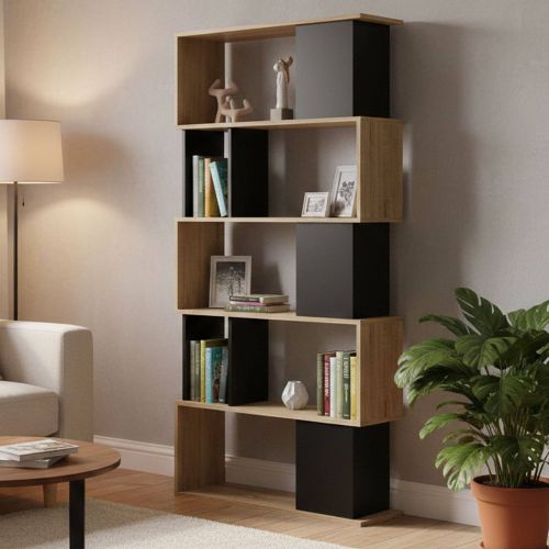 Libreria verticale quercia e nera 80x173h cm - Arg