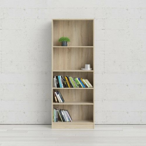 Libreria Zelie, Scaffale da ufficio, Mobile portalibri, Biblioteca, 79x27 h203 cm, Quercia