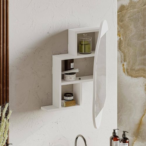 Mensola Azmidi, Scaffale, Ripiano a muro, Scaffalatura multiuso, 60x13 h75 cm, Bianco