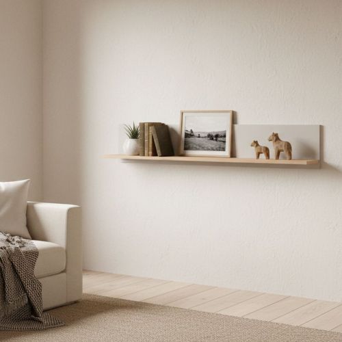 Mensola Beige Marrone Rovere un Ripiano 137.5x19.5x24h cm, Portata Ripiani 5 - Dugenta