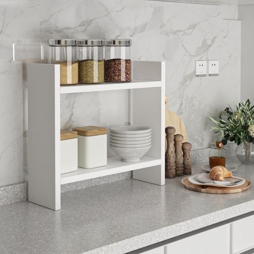 Mensola Bianco 2 Ripiani 34x10x30h cm, - Morfasso