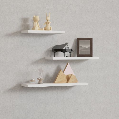 Mensola Bianco 3 Ripiani set da 3 Mensole 30x2x14h cm, - Roscigno