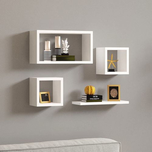 Mensola Bianco 4 Ripiani Modulabile,set da 4 Mensole 24x15x44h cm, - Lisignago