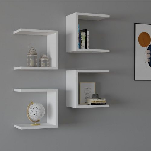 Mensola Bianco 4 Ripiani Modulabile,set da 4 Mensole 30x20x30h cm, - Striano