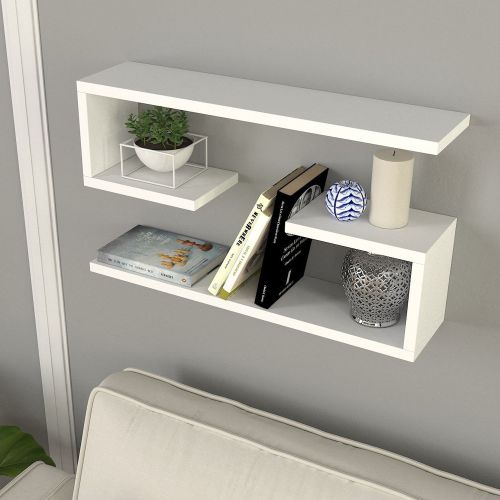 Mensola Bianco 4 Ripiani set da 2 Mensole 60x15x18h cm, - Savogna