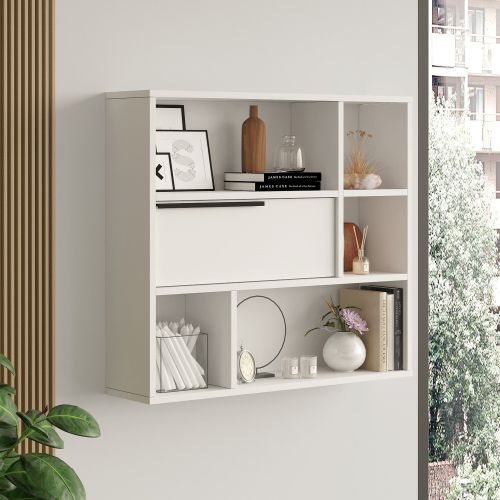 Mensola Bianco 5 Ripiani 90x22x81h cm, - Coeli