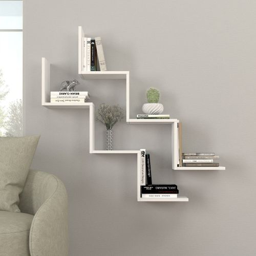 Mensola Bianco 6 Ripiani set da 2 Mensole 129x22x50h cm, - Palata