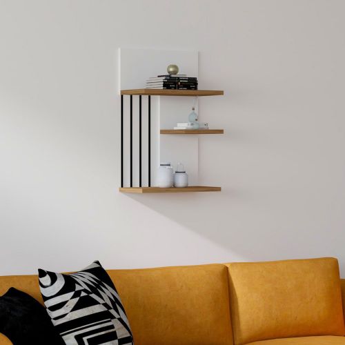 Mensola Bianco Marrone Noce 3 Ripiani Colore Struttura Marrone 40x21x60h cm, Sfumatura Colore Struttura Noce - Pensilis