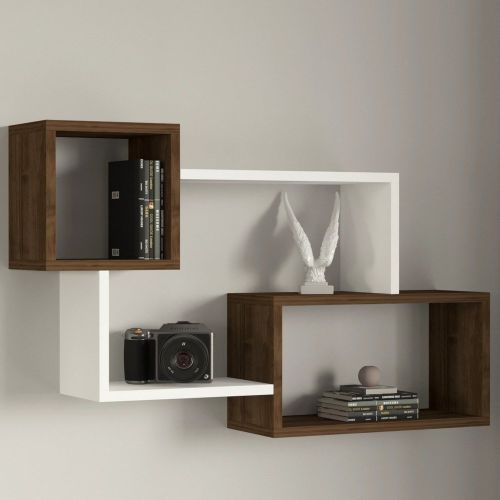 Mensola Bianco Marrone Noce 4 Ripiani Colore Struttura Marrone 91x22x51h cm, Sfumatura Colore Struttura Noce - Etnea