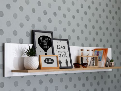 Mensola Bianco Marrone Rovere un Ripiano 150x19.5x25h cm, Portata Ripiani 5 - Saturnia