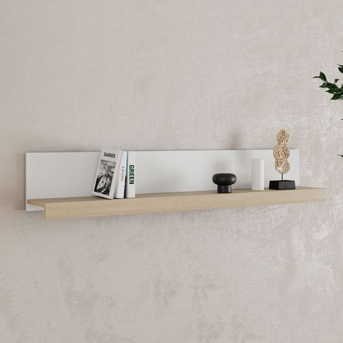 Mensola Bianco Marrone Rovere un Ripiano Sfumatura Colore Struttura Rovere 150x22x24h cm, Colore Struttura Marrone - Ollol