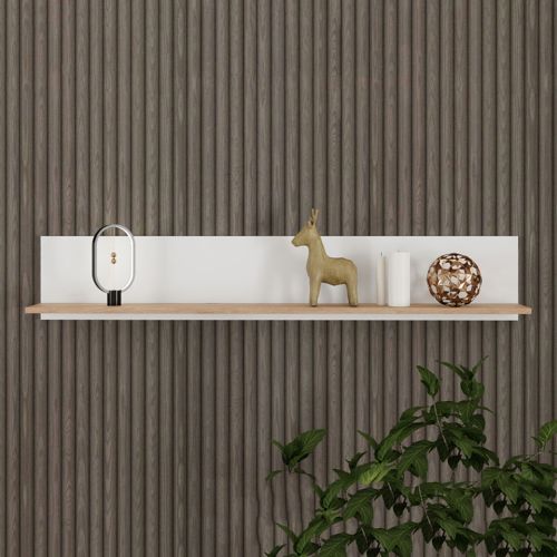 Mensola Bianco Opaco Marrone Rovere un Ripiano Sfumatura Colore Struttura Opaco 138x20x24h cm, Sfumatura Colore Struttura Rovere - Norbio