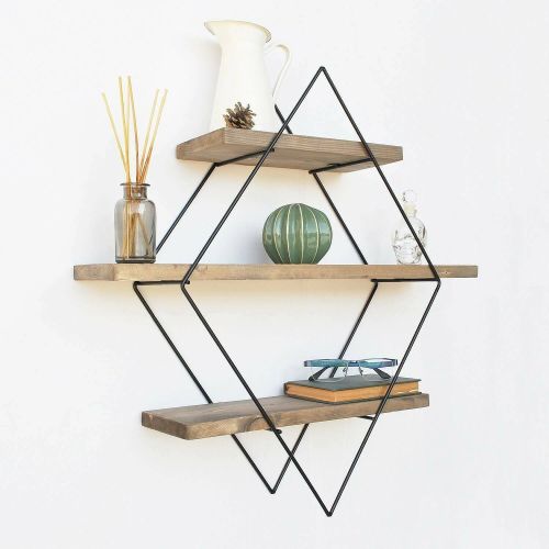 Mensola Fidis, Scaffale, Ripiano a muro, Scaffalatura multiuso, 60x14 h60 cm, Noce e Nero