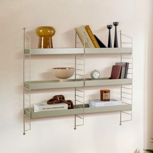 Mensola Grigio Tortora 3 Ripiani Sfumatura Colore Struttura Tortora 98x21x100h cm, - Scurelle