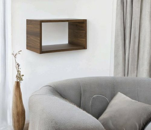 Mensola Karina, Scaffale, Ripiano a muro, Scaffalatura multiuso, 25x44 h26 cm, Noce