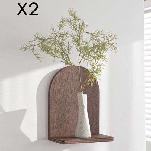 Mensola Marrone Naturale 2 Ripiani Sfumatura Colore Struttura Naturale 16x26x9h cm, - Ussassai