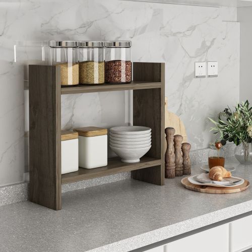 Mensola Marrone Noce 2 Ripiani Sfumatura Colore Struttura Noce 34x10x30h cm, - Morfasso