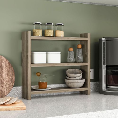 Mensola Marrone Noce 2 Ripiani Sfumatura Colore Struttura Noce 44x10x40h cm, - Rizza