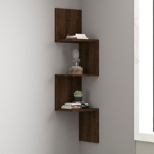 Mensola Marrone Noce 3 Ripiani Sfumatura Colore Struttura Noce 25x25x105h cm, - Sgurgola