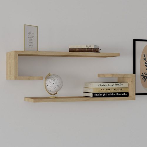 Mensola Marrone Rovere 2 Ripiani set da 2 Mensole 60x20x15h cm, Sfumatura Colore Struttura Rovere - Siligo