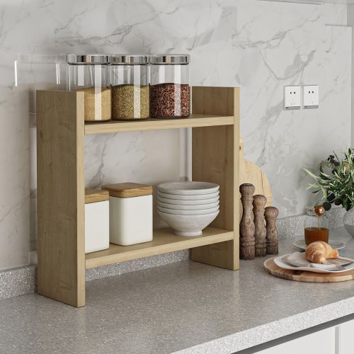 Mensola Marrone Rovere 2 Ripiani Sfumatura Colore Struttura Rovere 34x10x30h cm, - Morfasso