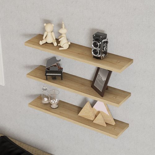 Mensola Marrone Rovere 3 Ripiani set da 3 60x15x2h cm, Sfumatura Colore Struttura Rovere - Meina