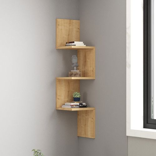 Mensola Marrone Rovere 3 Ripiani Sfumatura Colore Struttura Rovere 105x25x25h cm, - Budoni