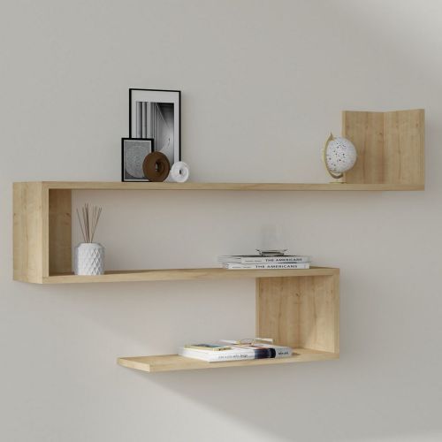 Mensola Marrone Rovere 3 Ripiani Sfumatura Colore Struttura Rovere 120x20x71h cm, - Massello