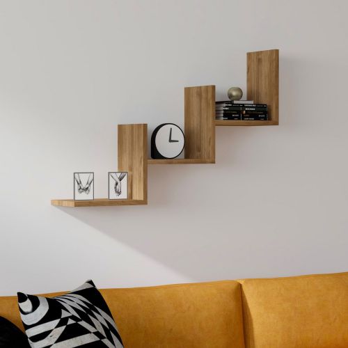 Mensola Marrone Rovere 3 Ripiani Sfumatura Colore Struttura Rovere 60x20x90h cm, - Gorga