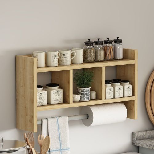 Mensola Marrone Rovere 4 Ripiani Sfumatura Colore Struttura Rovere 64x15x35h cm, - Cortale