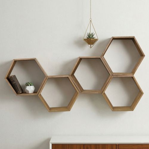 Mensola Marrone Rovere 5 Ripiani Fatto a Mano, in Legno di Abete 40x10x37h cm, Sfumatura Colore Struttura Rovere - Montauro