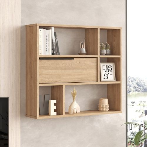 Mensola Marrone Rovere 5 Ripiani Sfumatura Colore Struttura Rovere 90x22x81h cm, - Roiate