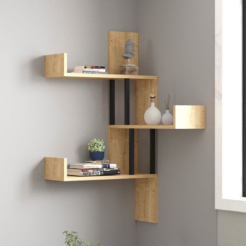 Mensola Marrone Rovere Nero 3 Ripiani Colore Struttura Nero 105x20x60h cm, Sfumatura Colore Struttura Rovere - Donigala