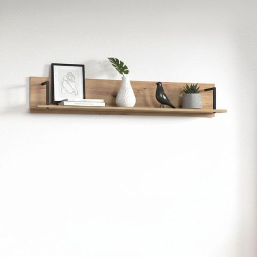 Mensola Marrone Rovere Nodi Nero un Ripiano 137.5x21x24h cm, Portata Ripiani 5 - Oriolo