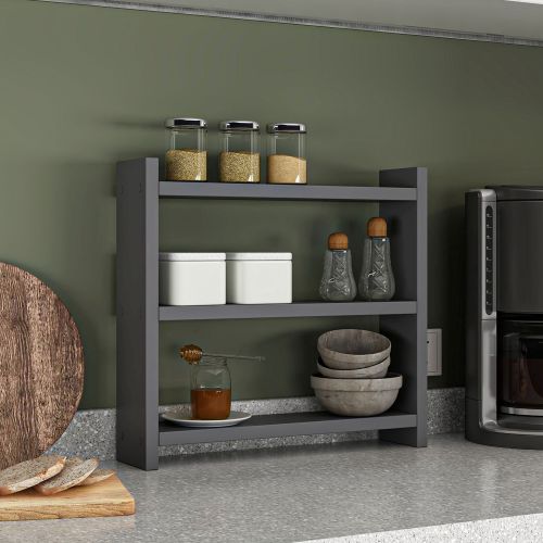 Mensola Nero Antracite 2 Ripiani Sfumatura Colore Struttura Antracite 44x10x40h cm, - Rizza