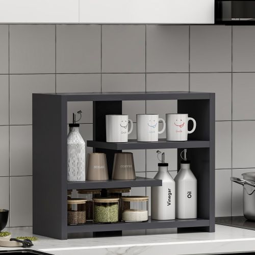 Mensola Nero Antracite 3 Ripiani Sfumatura Colore Struttura Antracite 49x21x40h cm, - Mottola