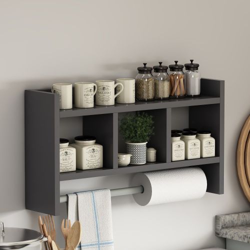 Mensola Nero Antracite 4 Ripiani Sfumatura Colore Struttura Antracite 64x15x35h cm, - Cortale