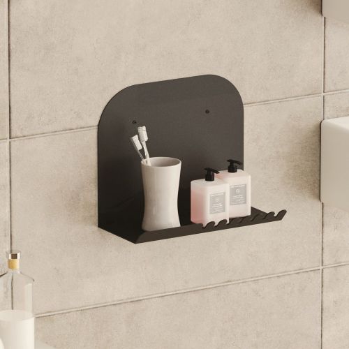 Mensola Nero un Ripiano 28x12x23h cm, - Ugento