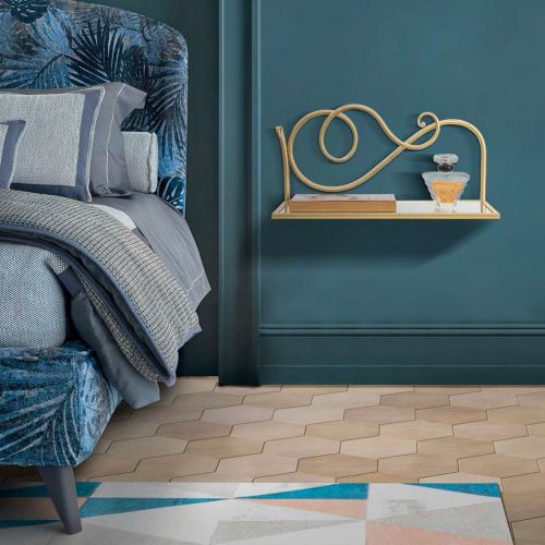 Mensola oro Trasparente 2 Ripiani Materiale Struttura in Vetro 42x18x21h cm, Colore Struttura Trasparente - Telavi