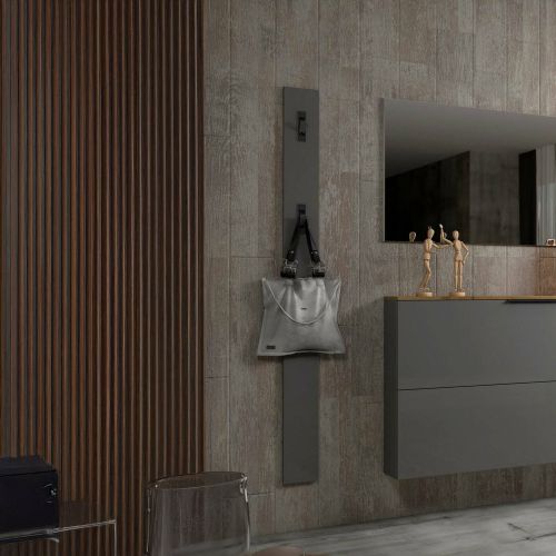 Mensola porta abiti 15x170h cm 3 posti grigio e antracite - Ascrea