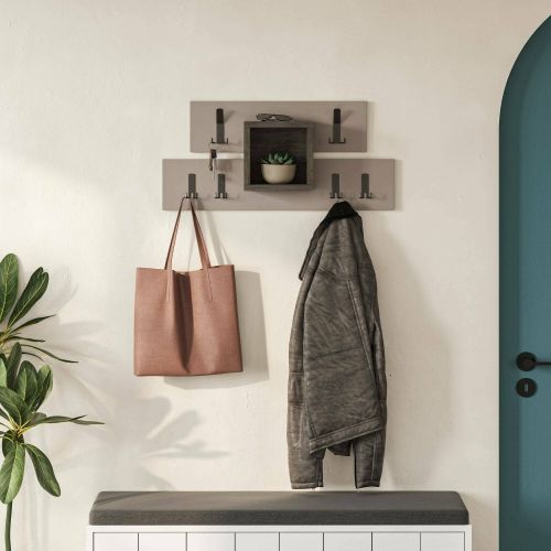 Mensola porta abiti 68x32h cm 6 posti marrone e beige - Jimena