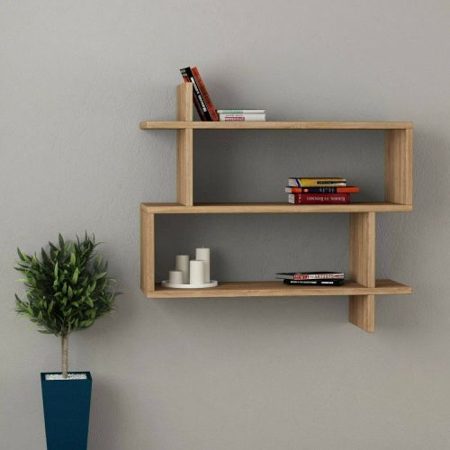 Mensola Solara, Scaffale, Ripiano a muro, Scaffalatura multiuso, 70x22h66 cm, Quercia