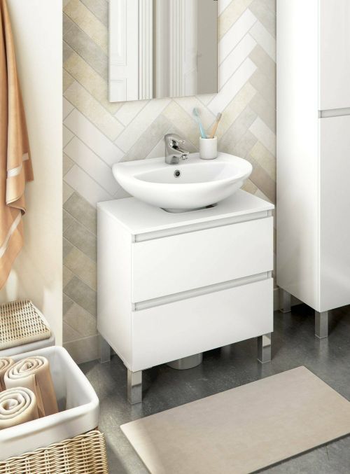 Mobile bagno 2 cassetti 60x40x63h cm bianco lucido - Avola