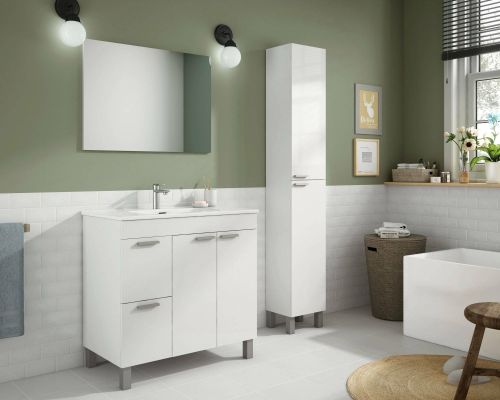 Mobile bagno 2 cassetti 80x80x45h cm bianco lucido - Aracth
