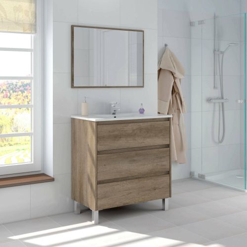 Mobile bagno 3 cassetti 80x86x45h cm quercia - Albachiara