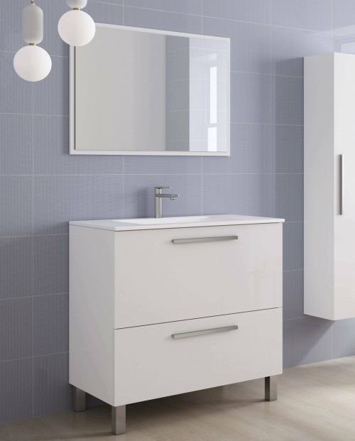 Mobile bagno resistente 2 cassetti 80x80x45h cm bianco lucido - Abel